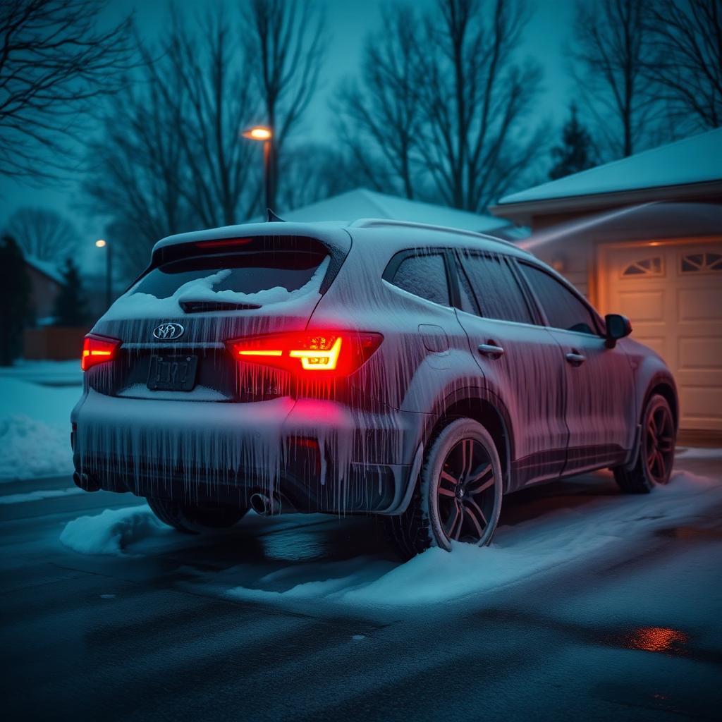 Vehicle covered in snow foam during a mobile wash